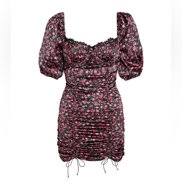 For Love and & Lemons Melrose Black Floral Mini Dress Victoria's Secret SMALL - Picture 4 of 6